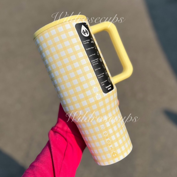 Hydrojug 40oz Sunny Sips Yellow Plaid Gingham Traveler - Picture 1 of 4